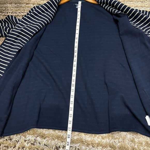 Chaps 2X Knit Blazer Button Front Blue White Striped Nautical - Picture 12 of 13